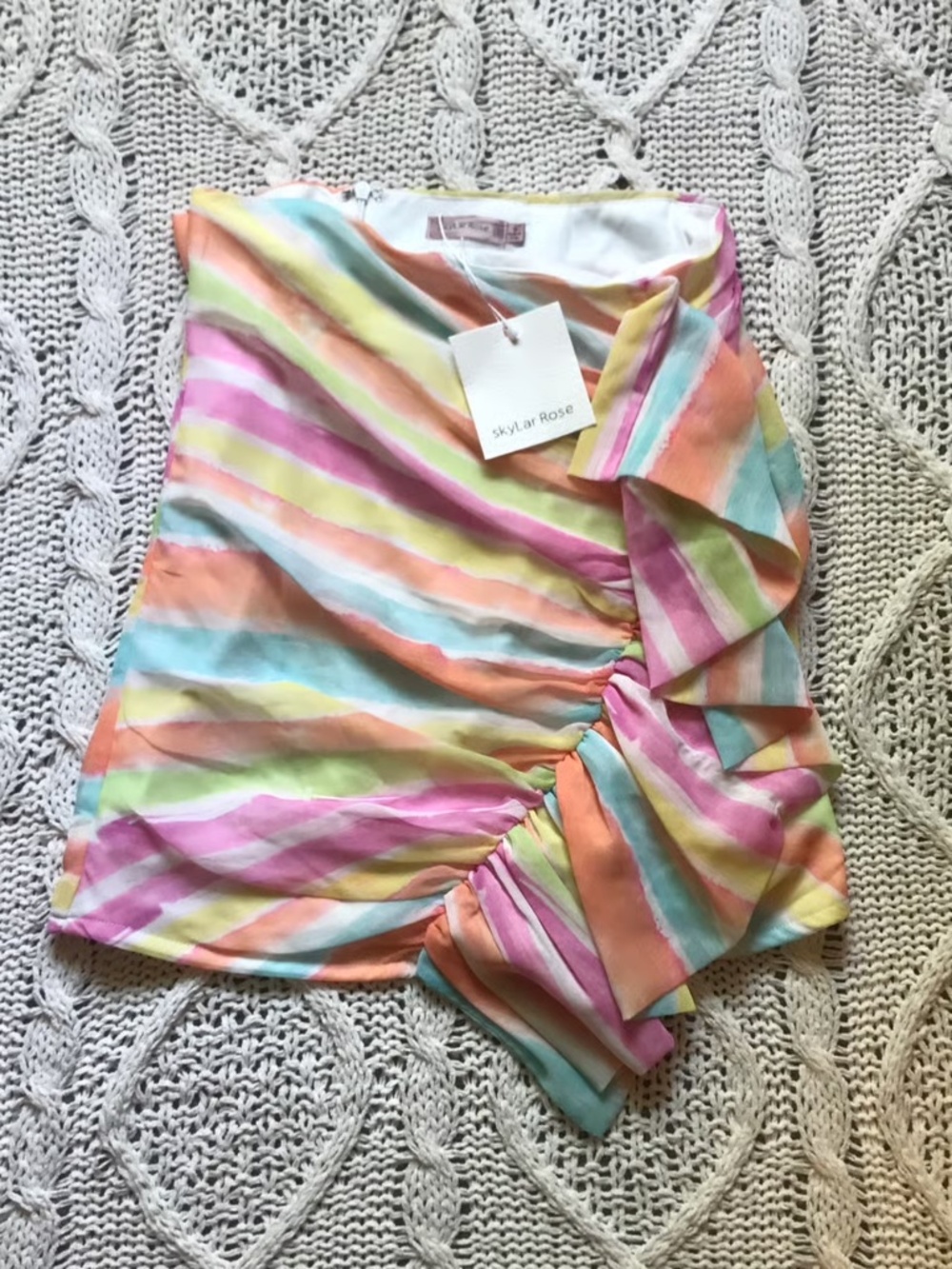 Side ruffle summer coconut girl beach beachy pastel mini skirt  - womens small,